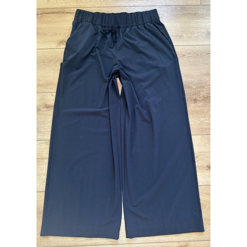 Women's All in Motion Wide Leg High Rise Athletic Casual Pants XL Black EUC!